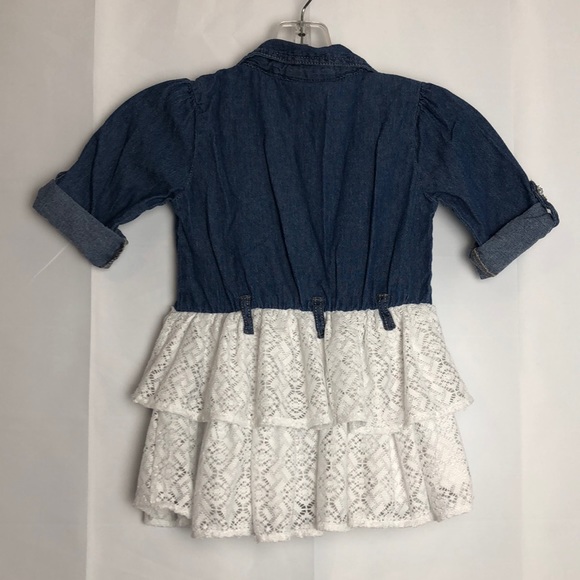 Little  Lass Girls Chambray ruffle dress Sz 6 - Picture 3 of 4